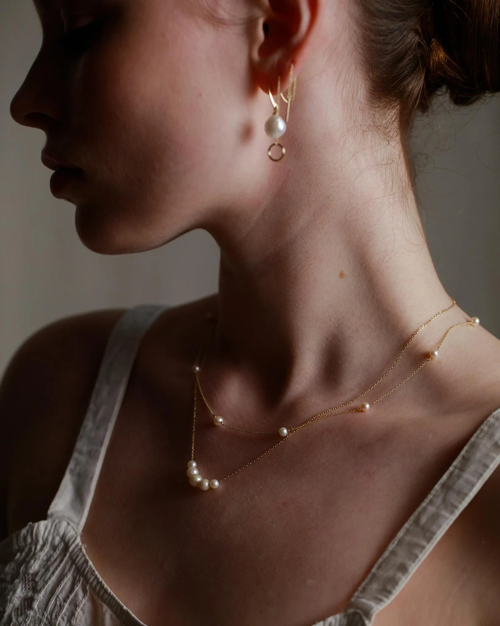 9kt Gold Five Row Round Pearl Pendant