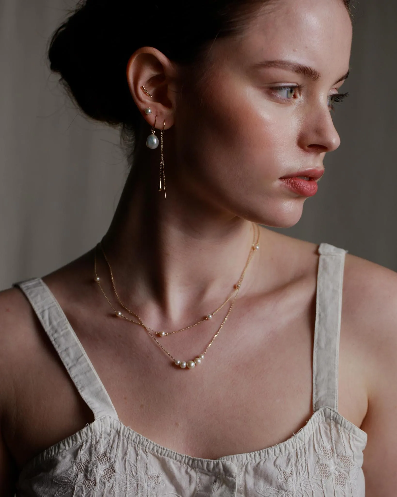 9kt Gold Five Row Round Pearl Pendant