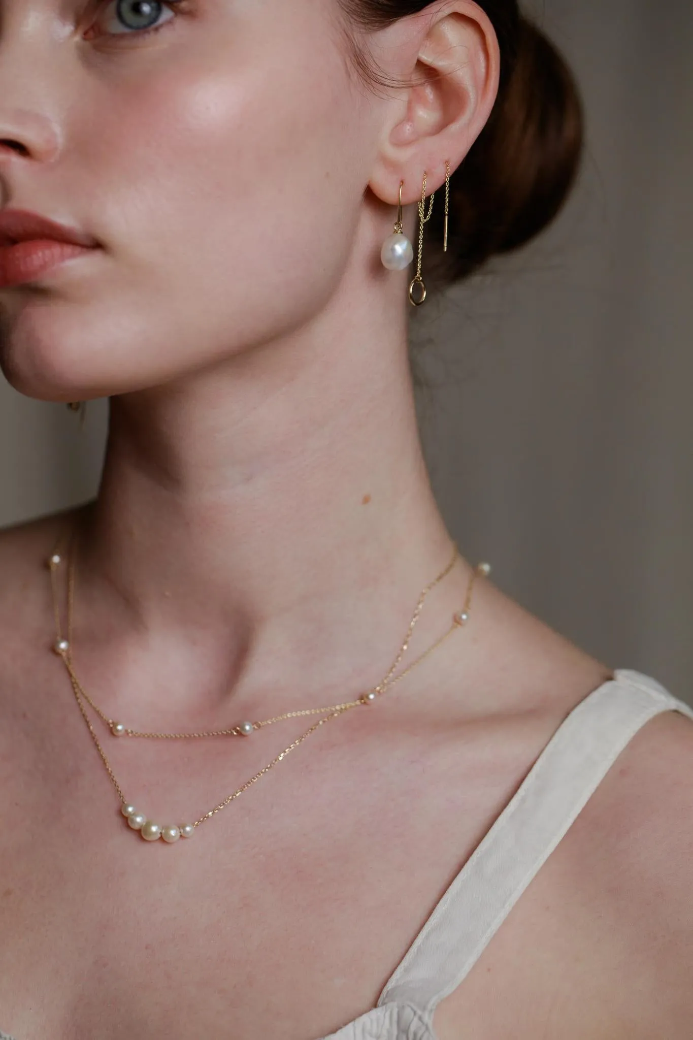 9kt Gold Five Row Round Pearl Pendant