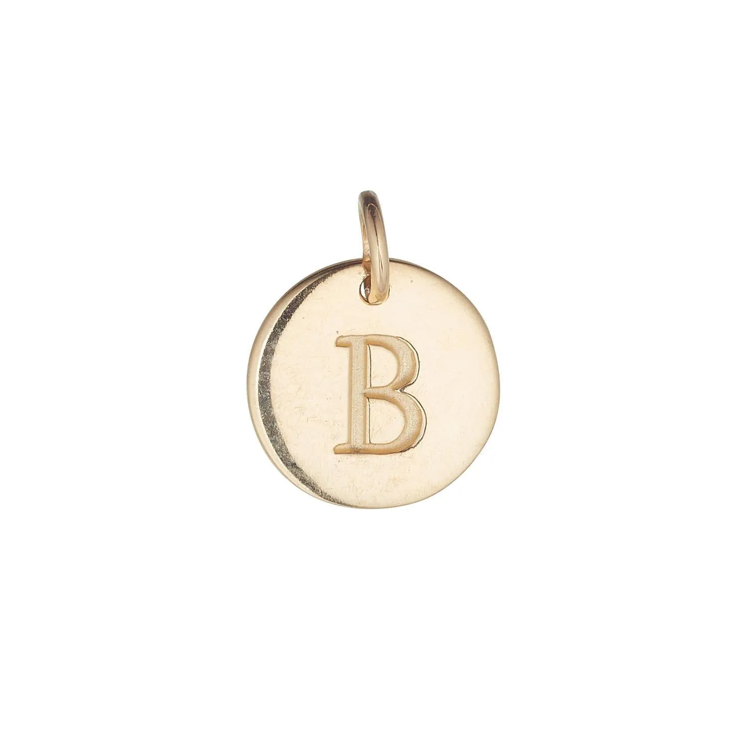 9kt Gold Initial Disc Pendant Necklace (A-Z)