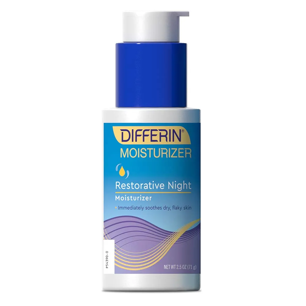 Night Cream with Hyaluronic Acid by the makers of Differin Gel, Restorative Night Moisturizer, Gentle Skin Care for Acne Prone Sensitive Skin, 2.5 oz
