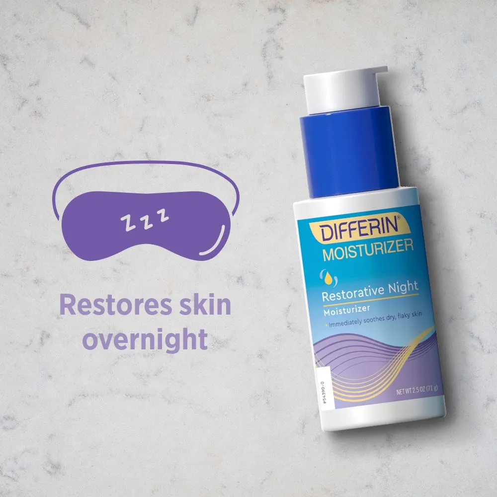 Night Cream with Hyaluronic Acid by the makers of Differin Gel, Restorative Night Moisturizer, Gentle Skin Care for Acne Prone Sensitive Skin, 2.5 oz
