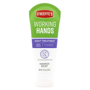 O'Keeffe's Working Hands Night Treatment Hand Cream, 3.0 Ounce Tube, (Pack of 1)