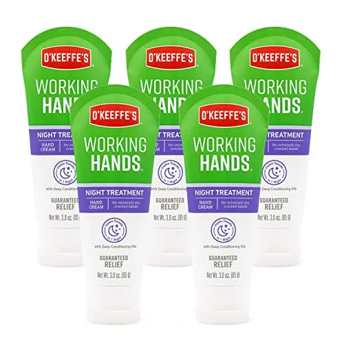 O'Keeffe's Working Hands Night Treatment Hand Cream, 3.0 Ounce Tube, (Pack of 5)