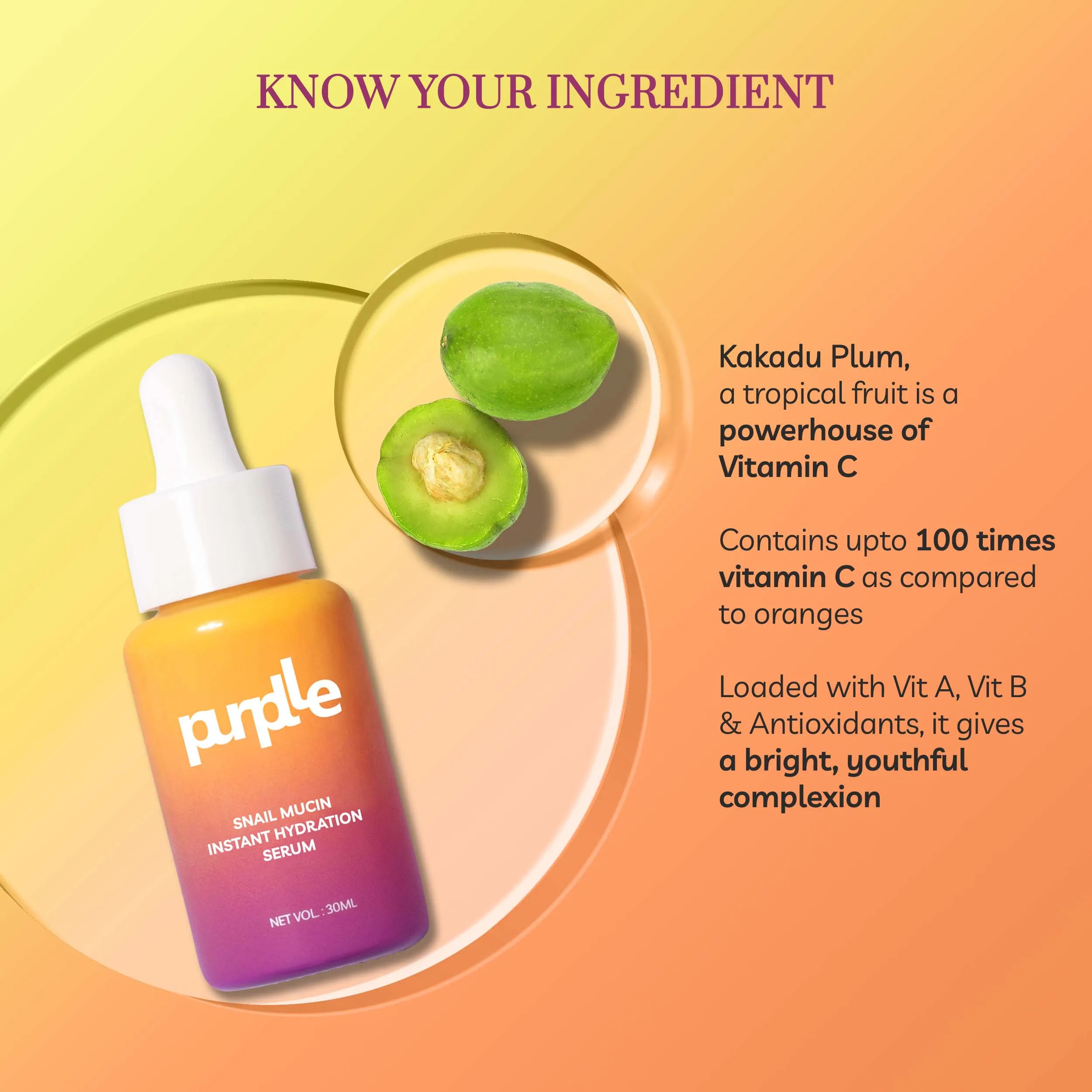 Purplle Kakadu Plum Skin Illuminating Serum | All Skin Types | Brightening | Combtas Acne-scarring | Hydrating | Evens skin (30 ml)